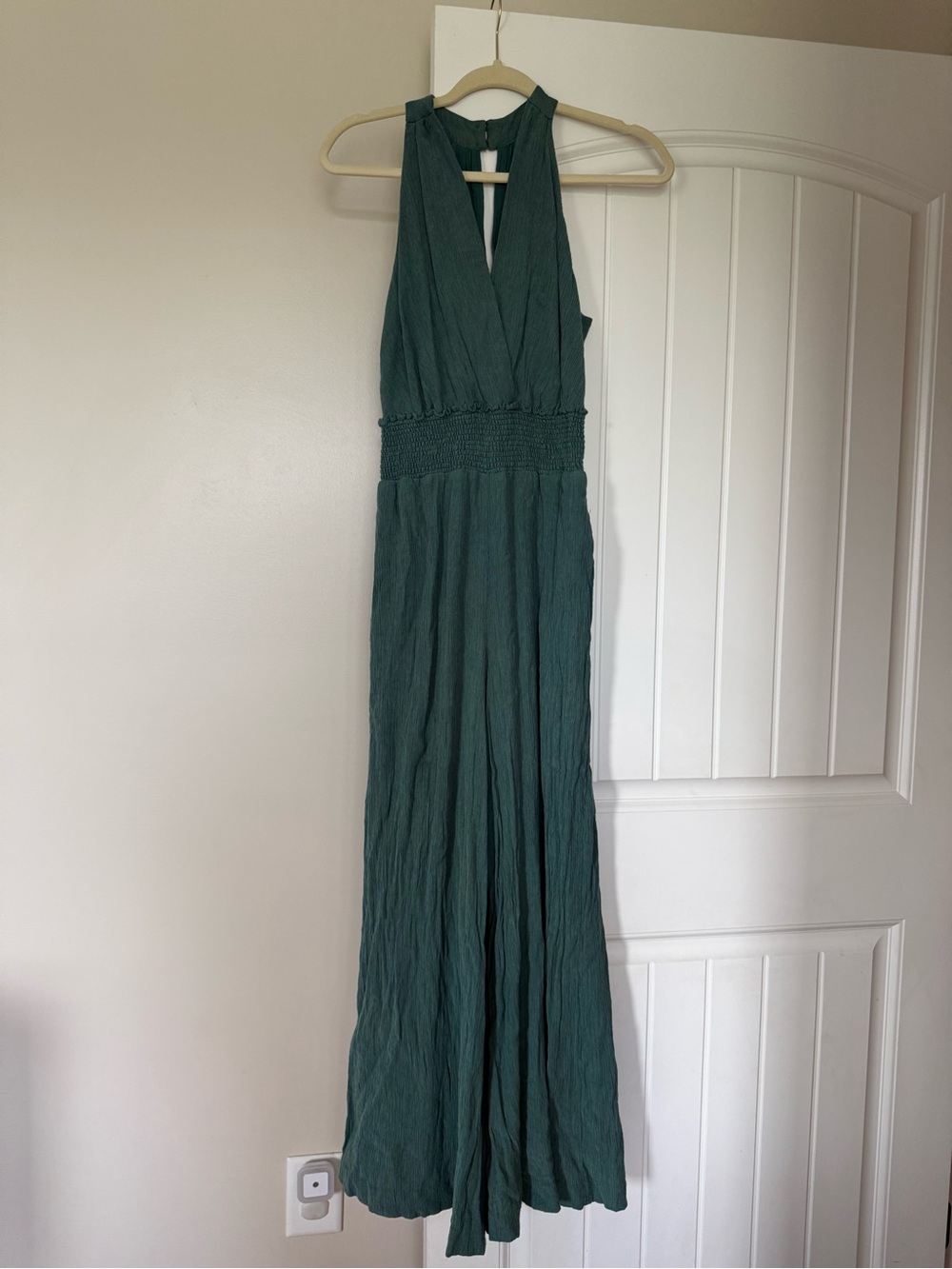 Anthropologie Teal Green Halter Jumpsuit